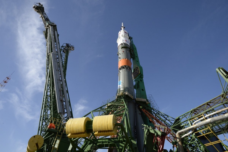  Ракета-носитель с кораблём «Союз МС-04» на старте. Фото Роскосмоса 